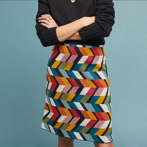 Maeve Dresses & Skirts - Anthropologie Maeve Sweater Skirt Large Geometric